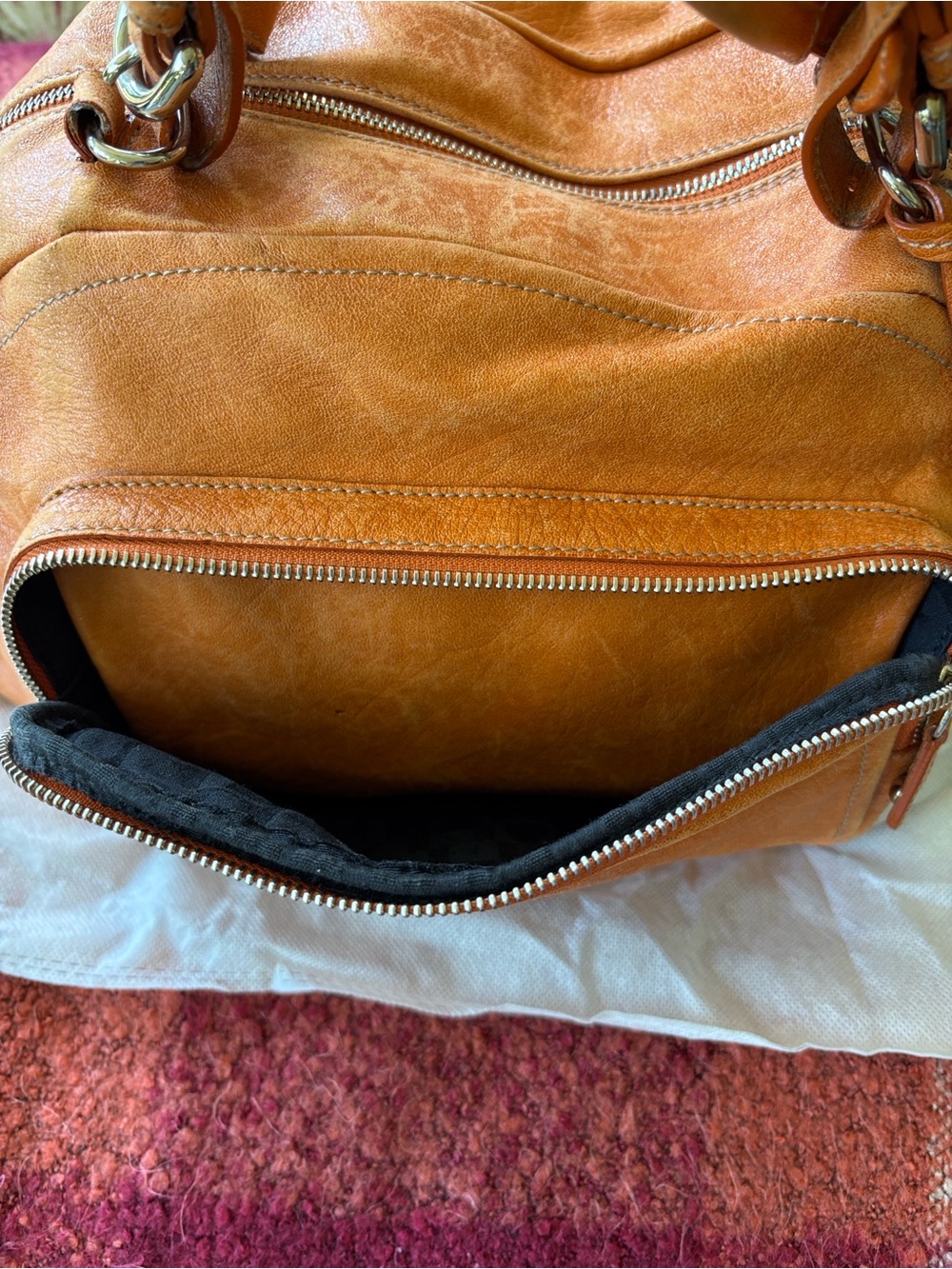 Vintage Furla Orange Leather Satchel Bag - Picture 6 of 8